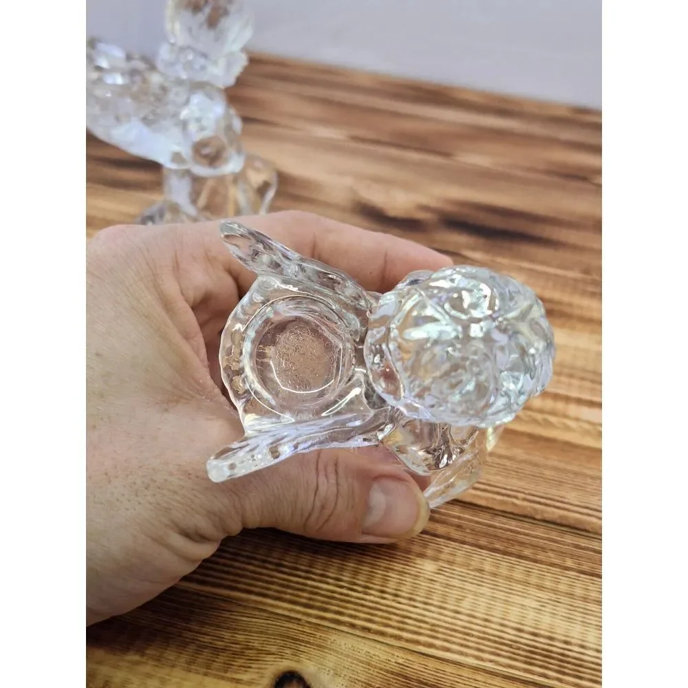 Set Of‎ 2 Kneeling CHRISTMAS TAPERED GLASS ANGEL CANDLE Holders 4.25